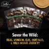 Jerky.com Exotic Jerky Gift Box | 8pc Wild Game Exotic Jerky Variety Pack with Venison, Elk, Wild Boar, & Buffalo | High Protein, Low Fat, Keto Meat Snacks | Valentines Gifts for Him view 4