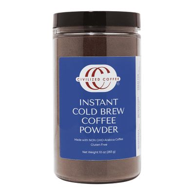 Civilized Coffee Instant Cold Brew Coffee Powder Medium Dark Roast Non-GMO Jar (10 oz)