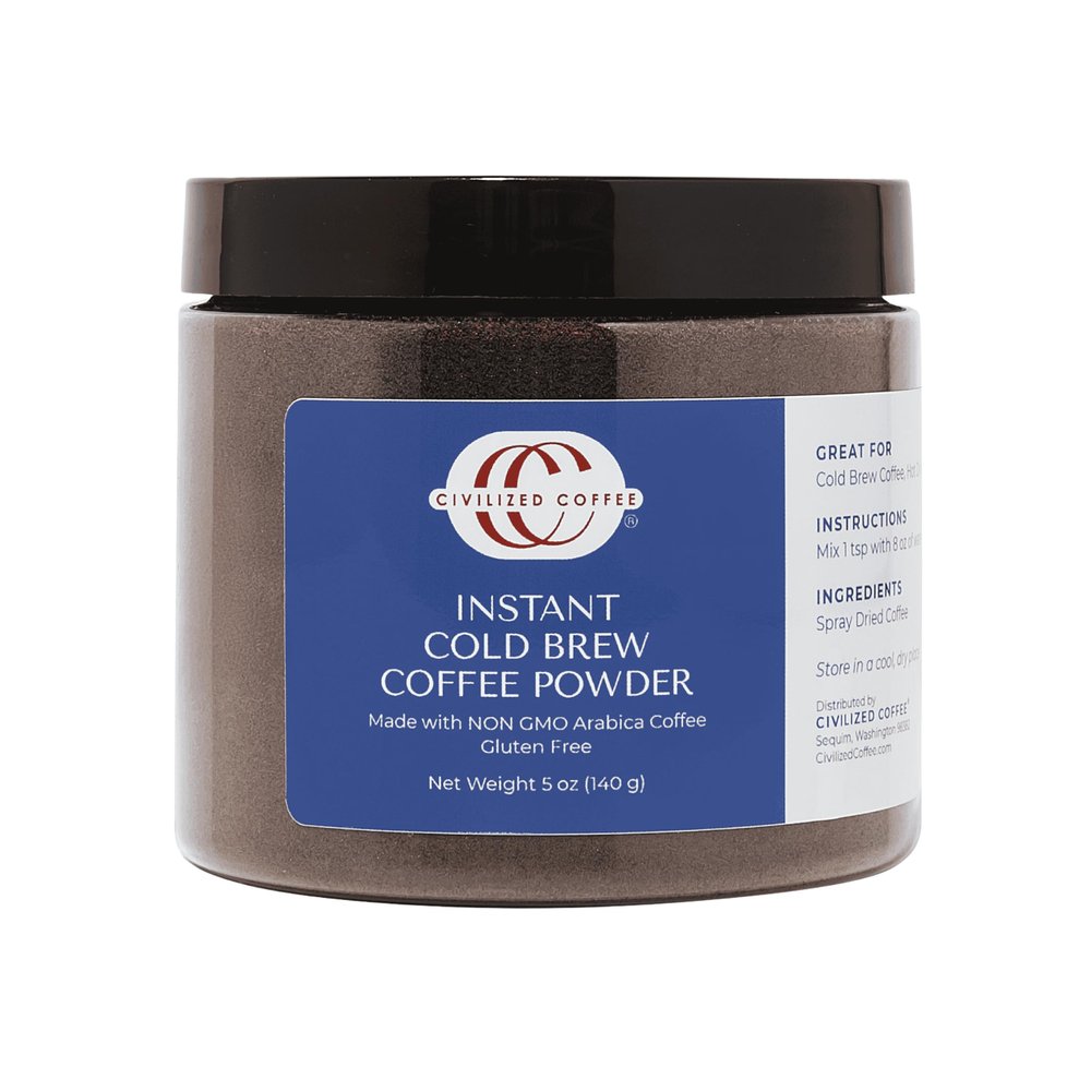Civilized Coffee Instant Cold Brew Coffee Powder Medium Dark Roast Non-GMO Jar (5 oz)