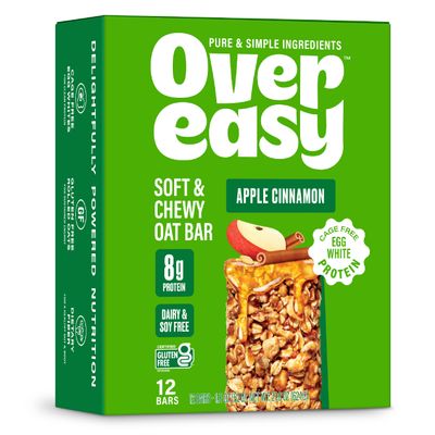 Over Easy Soft and Chewy Granola Breakfast Bars - Granola and Protein Bars - Energy Snack Bars - Clean, Gluten Free, Dairy Free, Soy Free and Kosher (Apple Cinnamon, 12 Count)