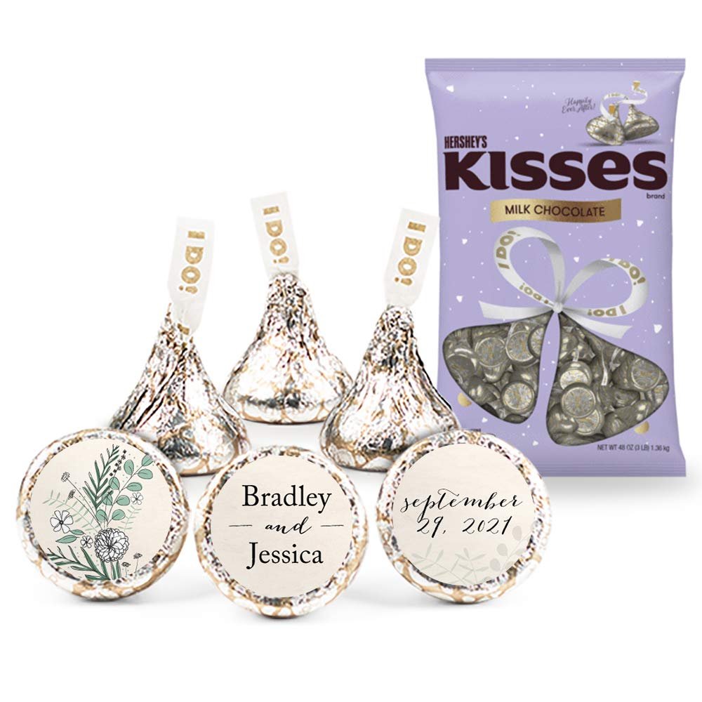 300ct Wedding Candy Favors DIY Personalized Kisses (3 lb) - Romantic Flora