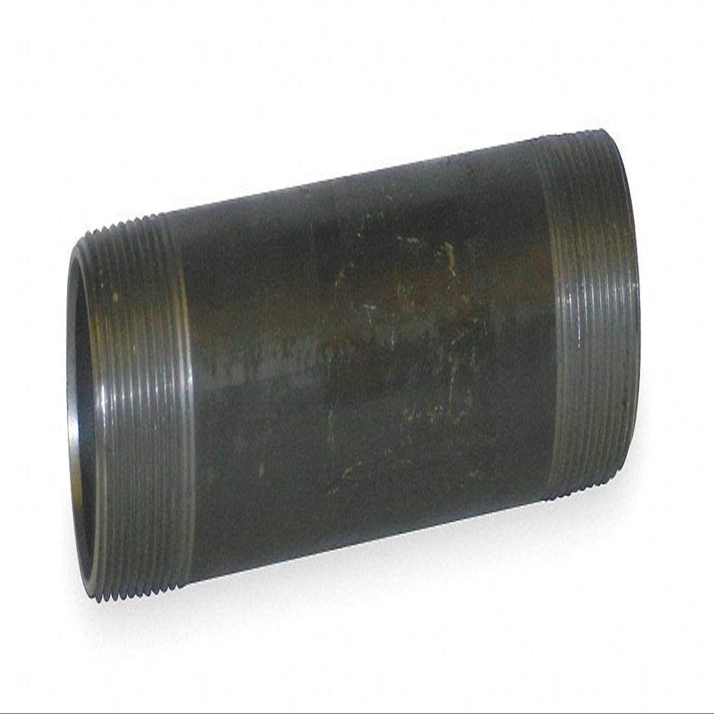 6 in Overall Pipe Length,1 1/2 in Black Steel Nipple, Pipe Schedul Threaded On Both Ends Seamless-2040005449