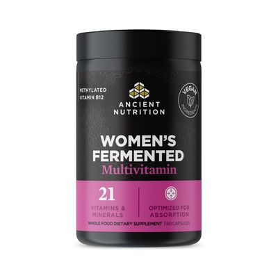Ancient Nutrition Multivitamin for Women, Women's Fermented Multivitamin with Methylated Vitamin C, D, K, Zinc & Magnesium, Immune Support, Vegan, 60 Ct