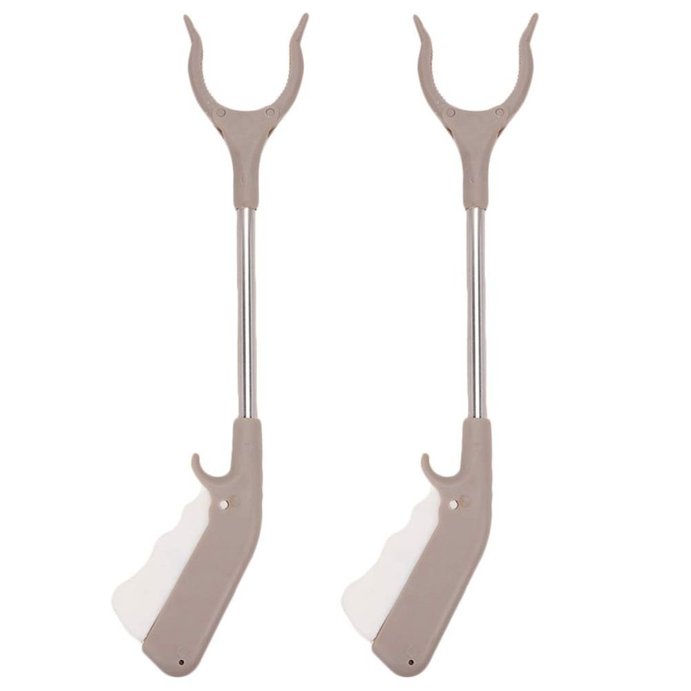 2pcs Clip and reaching tool grabber reacher tool garbage picker stick trash picker tool grabber reaching tool up grabber handle stainless steel Folding elderly