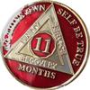 11 Month AA Medallion Metallic Mandarin Red Tri-Plate Sobriety Chip view 3