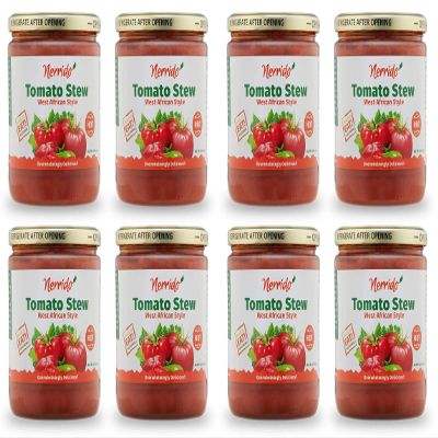Nerrido Canned Tomato Stew & Jollof Rice Red Sauce, African Style Hot Sauce Gift Sets Pasta Sauce with Vegetables and Spices 16oz (454g) (Hot, 8 Pack)
