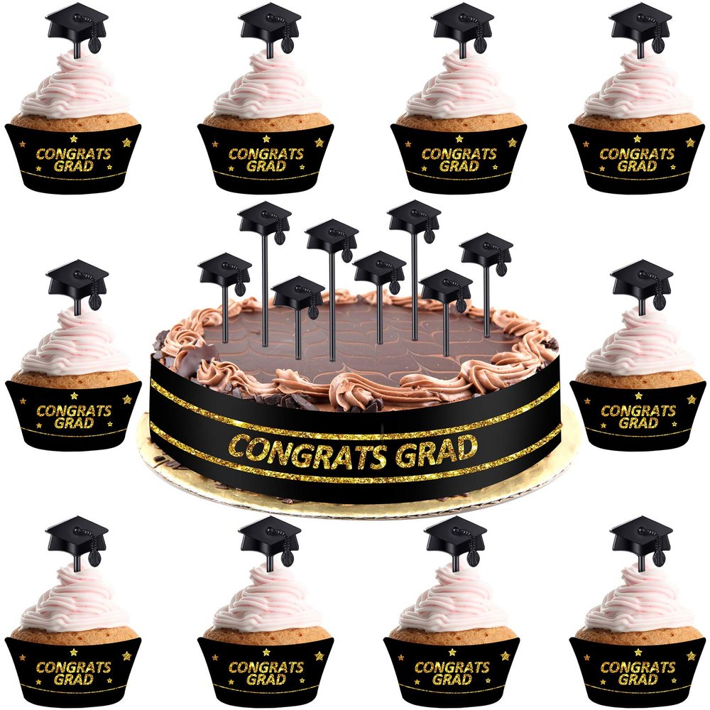 100 Pieces Plastic Graduation Picks 2026 Graduation Cap Cupcake Toppers Food Toothpick Toppers Appetizer Picks for Party Cocktails Appetizers Fruits Dessert