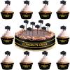 100 Pieces Plastic Graduation Picks 2026 Graduation Cap Cupcake Toppers Food Toothpick Toppers Appetizer Picks for Party Cocktails Appetizers Fruits Dessert view 1