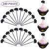100 Pieces Plastic Graduation Picks 2026 Graduation Cap Cupcake Toppers Food Toothpick Toppers Appetizer Picks for Party Cocktails Appetizers Fruits Dessert view 2