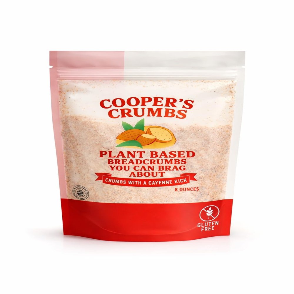 Cooper's Crumbs All Natural Gluten Free Low Carb Bread Crumb Alternative, High Protein, Vegan, Certified Kosher, Paleo, Keto, Made in USA (Crumbs with a Cayenne Kick)