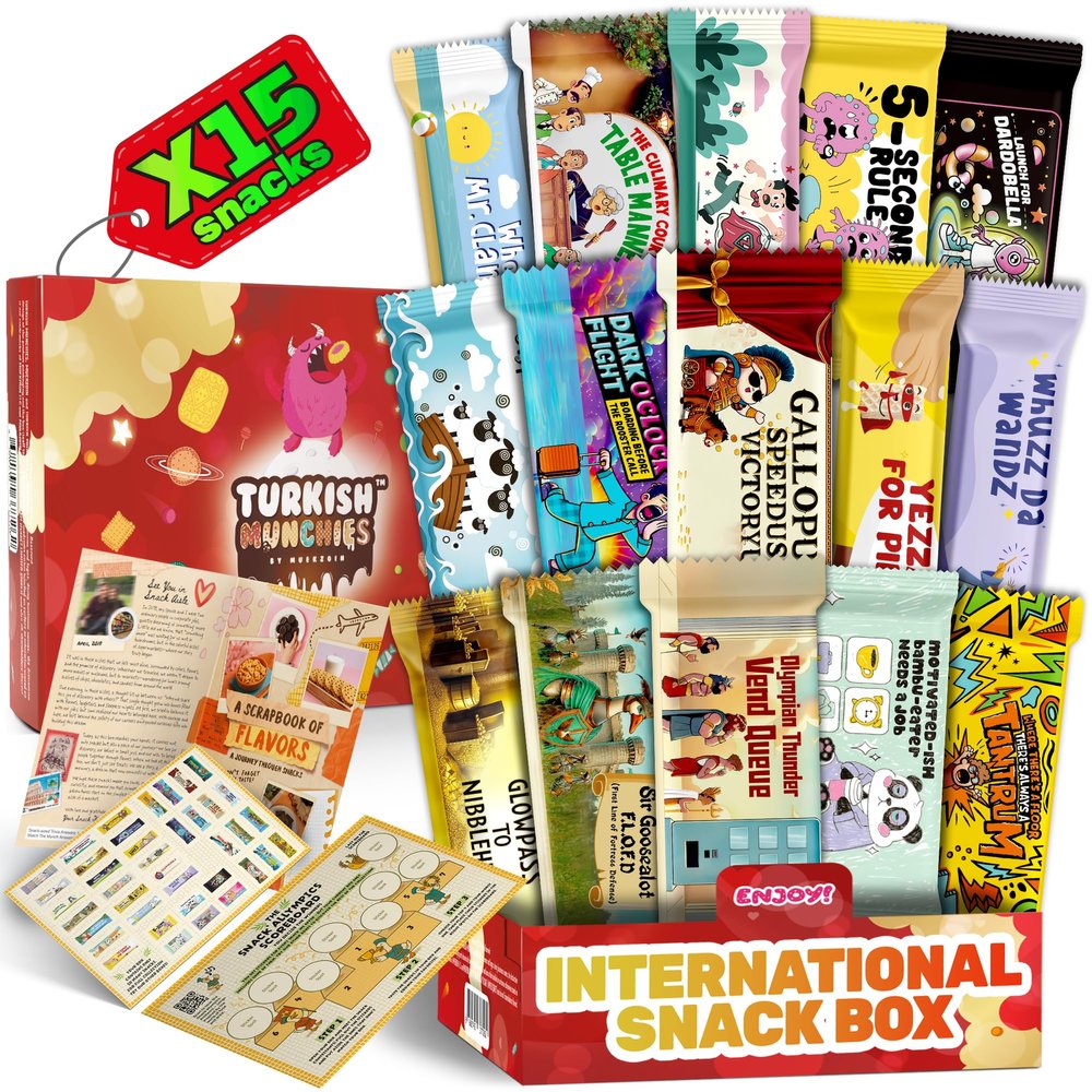 International Snack Box, Unique Experience with Universal Exotic Candies and Treats from around the World, Gift-Ready Foreign Foods in Packages Inspired by European, Japanese and Korean Cultures