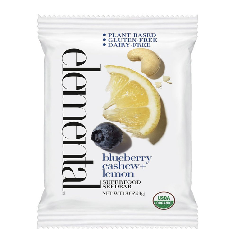 Elemental Superfood Seedbars, Blueberry Cashew Lemon, 1.8 Ounce - 12 Pack, 100% Certified Organic, Non-GMO Verified, Gluten Free, Dairy Free, Plant Based