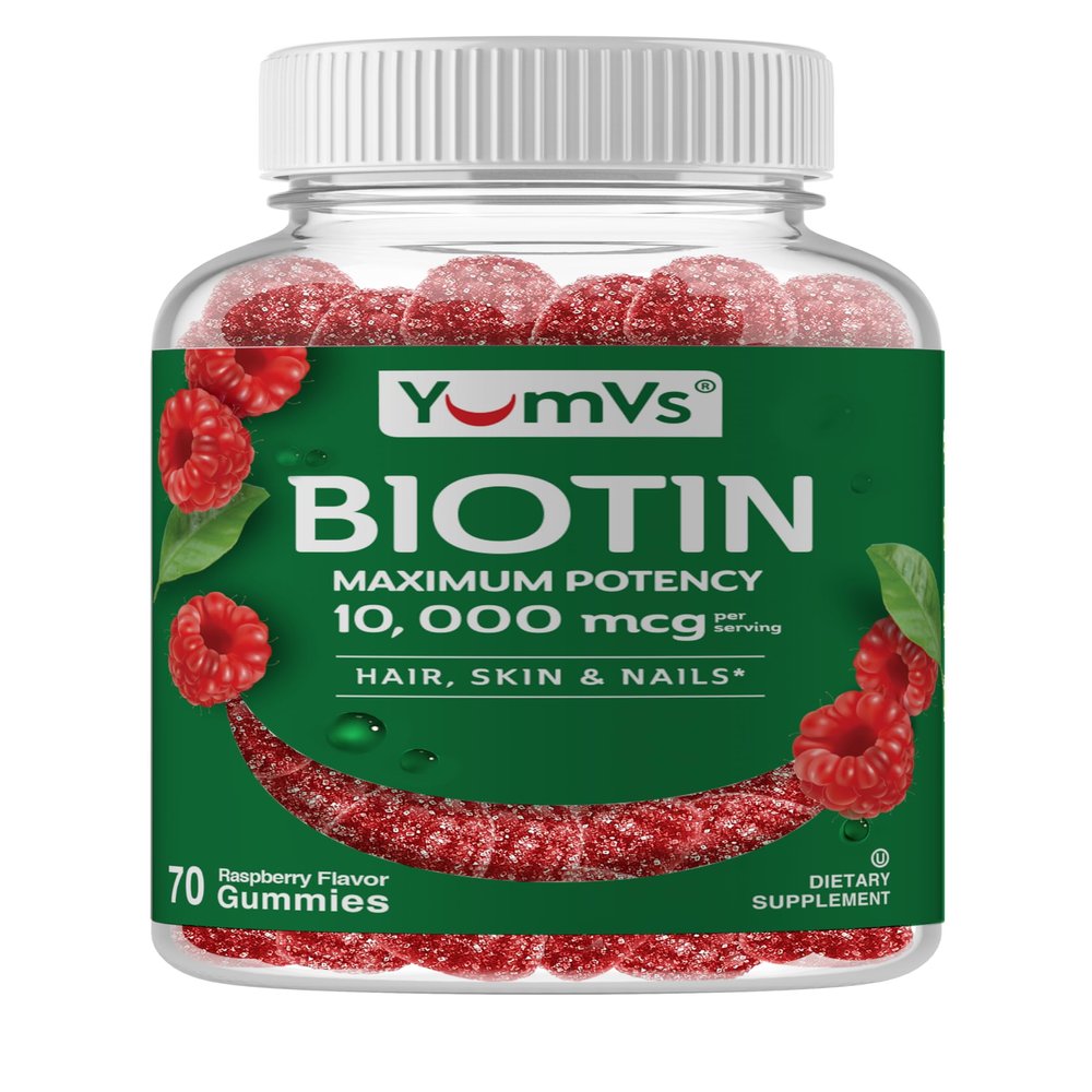Biotin Gummies 10,000mcg  Biotin for Hair Growth Women  Great-Tasting Gummies  Hair, Skin & Nails Vitamins  Non-GMO Vegan Biotina Supplement for Women  70 Count