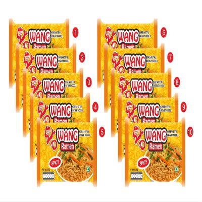 Wang Ramen Korean Style Spicy Instant Noodles, (80 g x Pack of 10)
