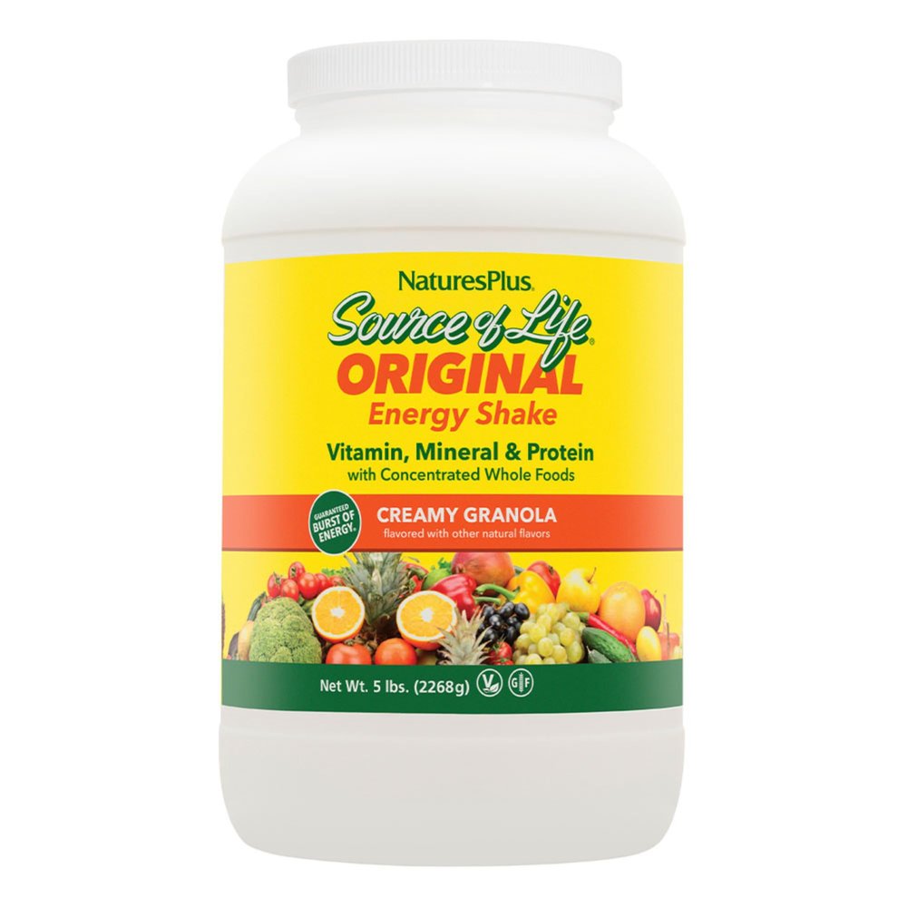 NaturesPlus Source of Life Energy Shake, Creamy Granola - 5 lbs, Pack of 2 - Provides 13g Complete Protein, Vitamins & Minerals - Non-GMO, Gluten Free, Vegetarian - 116 Total Servings