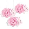 Pink Floral Elephant Hanging Tissue Pom Pom Decorations (9") 3 Count - Perfect for Baby Showers, Nurseries, and Elephant-Themed Events view 1