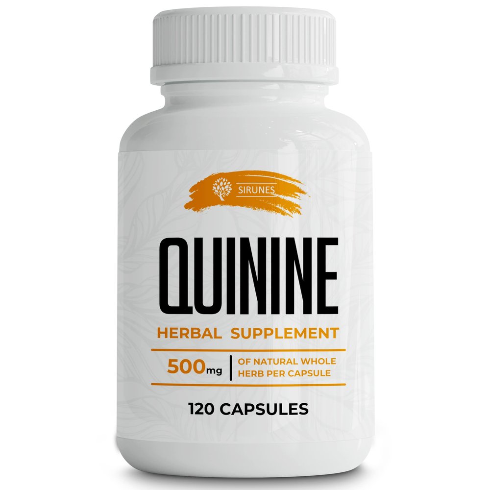 SIRUNES Leg Cramps Relief Quinine Capsules Natural Cinchona Bark Supplement for Cramp Defense & Digestive Health 1000mg Quinine Pills, 120 Tablets, Non-GMO, Gluten-Free
