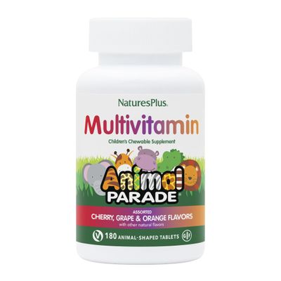 NaturesPlus Animal Parade Children's Chewable Multivitamin - 180 Animal-Shaped Tablets, Pack of 2 - Natural Assorted Flavors - Vegan, Gluten Free - 180 Total Servings