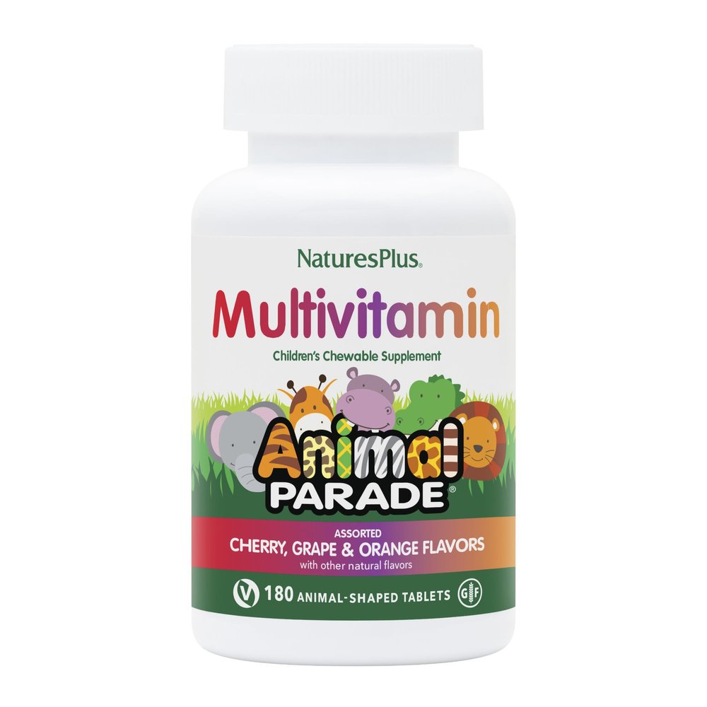 NaturesPlus Animal Parade Children's Chewable Multivitamin - 180 Animal-Shaped Tablets, Pack of 2 - Natural Assorted Flavors - Vegan, Gluten Free - 180 Total Servings