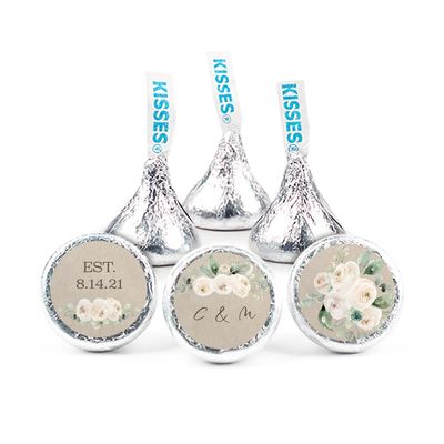 100ct Personalized Wedding Candy Kisses Favors - Candy Included - No Assembly Required - Floral