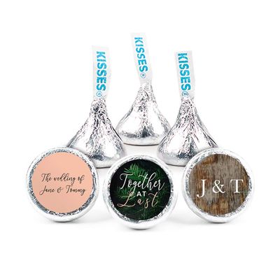 100ct Personalized Wedding Candy Kisses Favors - Candy Included - No Assembly Required - Botanicals
