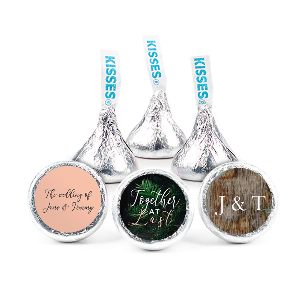 100ct Personalized Wedding Candy Kisses Favors - Candy Included - No Assembly Required - Botanicals