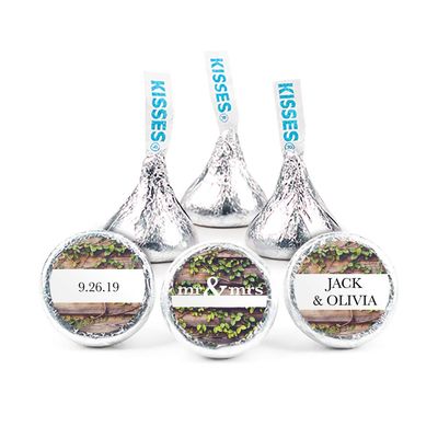 Personalized Wedding Kisses & Stickers (Assembly Required - 1 lb of Candy + 1 Sheet of Stickers) - Rustic Mr. & Mrs.