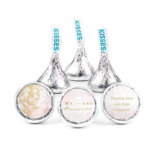 Personalized Wedding Kisses & Stickers (Assembly Required - 1 lb of Candy + 1 Sheet of Stickers) - Blush