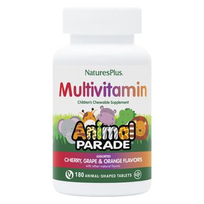 NaturesPlus Animal Parade Children's Chewable Multivitamin - 180 Animal-Shaped Tablets, Pack of 3 - Natural Assorted Flavors - Vegan, Gluten Free - 270 Total Servings