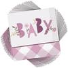 Pink Floral Elephant Beverage Napkins (16 Count) - Elegant & Playful Design for Baby Showers & Parties view 1