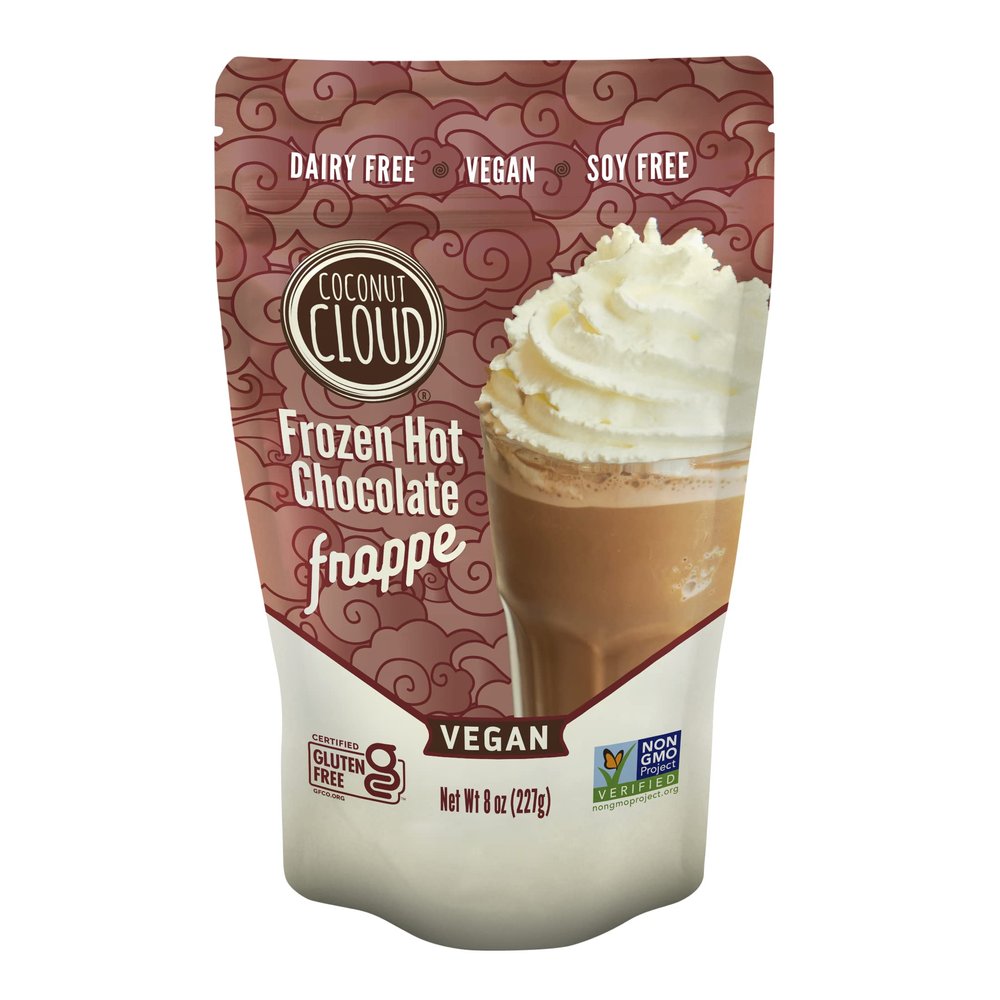 Coconut Cloud Frozen Hot Chocolate | Blended Instant Frappe Iced Cocoa | Add Nut Milk, Ice & Enjoy | Easy, Creamy, Delicious, Tasty Barista Quality. (Vegan, Dairy-Free, Plant Based, Certified Gluten-Free, Women Owned, US Made), 6 Servings