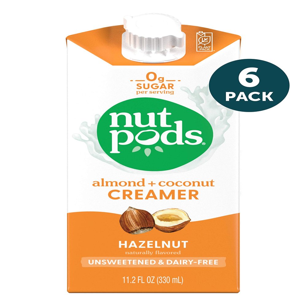nutpods Hazelnut, 6-Pack), Unsweetened Dairy-Free Creamer, Made from Almonds and Coconuts, Whole30, Gluten Free, Non-GMO, Vegan, Kosher