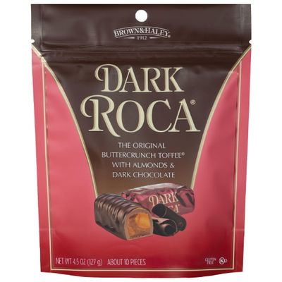 Almond Roca Pack of 1-4.5oz Individually Wrapped Dark Chocolate Candy - Buttercrunch Toffee with Almonds Covered in Chocolate - Gluten Free, Kosher, Chocolate