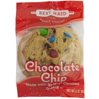 Best Maid Individually Wrapped Chocolate Chip with M and Ms Cookie, 3 Ounce - 144 per case.