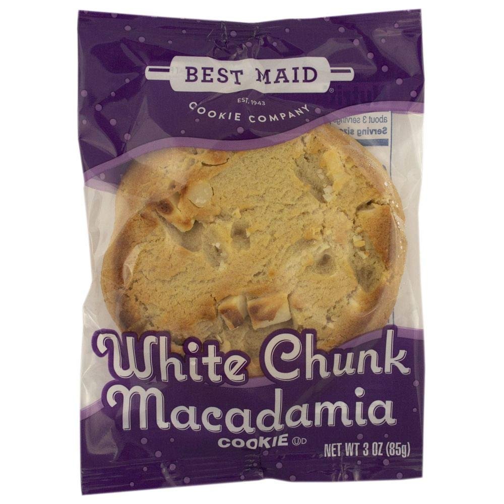 Best Maid Individually Wrapped White Chunk Macadamia Cookie, 3 Ounce - 144 per case.
