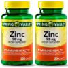 Spring Valley - Zinc 50 mg, 200 Ct 2 Pack Zinc supplement Spring Valley supplement is Suitable for Daily Intake.