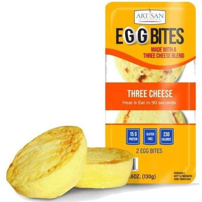 Artisan Kitchens Three Cheese Egg Bites - 2 count per pack -- 7 packs per case.