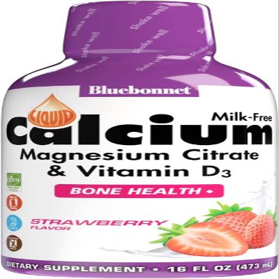 Bluebonnet Nutrition Liquid Calcium Citrate Calcium Citrate, Magnesium Citrate, Vitamin D3, Gluten Free, Soy Free, Milk Free, Kosher, 32 Servings, Strawberry Flavor, 16 Fl Oz (Pack of 3)