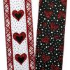 2 1/2" X 10 Yards Glitter Hearts & Dots On Wired Ribbon - Red/White - Roll 1 view 2