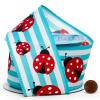 2 1/2" X 10 Yards Ladybugs On Striped Wired Ribbon - Aqua - Roll 1 view 1