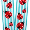 2 1/2" X 10 Yards Ladybugs On Striped Wired Ribbon - Aqua - Roll 1 view 2