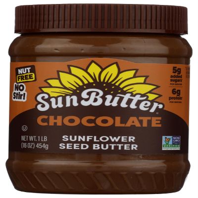 SunButter Chocolate Sunflower Seed Butter, 16 oz Nut-Free Spread with 7g Plant-Based Protein, Roasted Rich & Savory Flavor, Smooth Texture | Vegan, Kosher & Non-GMO