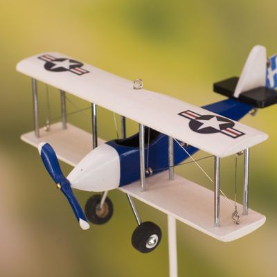 Navy Blue Airplane Cake Topper Custom Name One Birthday Personalized Name Number Banner Vintage Wooden Aircraft Party Decor Blue