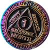 1 Month AA Medallion Reflex Rainbow Plated 30 Day Sobriety Chip view 3