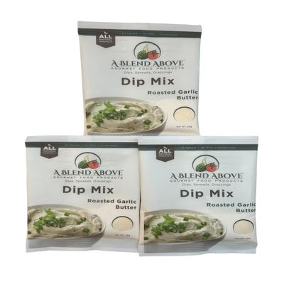 A Blend Above Roasted Garlic Butter Dip Mix Mixed Seasoning Packet (3 Pack), Gluten-Free, No MSG, All Natural, No Preservatives, Vegetable Dip, Keto Friendly, Low Carb, Easy to Make