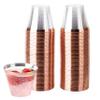 PLASTICPRO 9 oz Disposable Plastic Party Cups,Old fashioned Designed Tumblers, Crystal Clear (Clear With Rose Gold Rim, 200) view 1