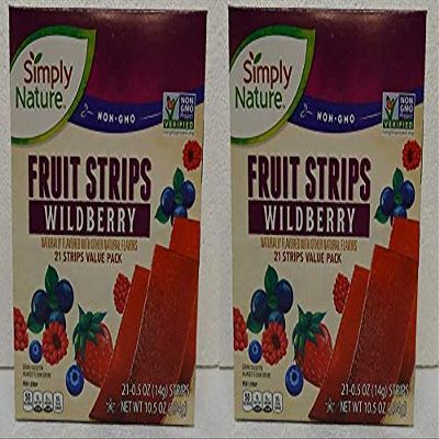 Simply Nature NON-GMO Fruit Strips Raspberry 21 Strips Value Pack Pack of 2