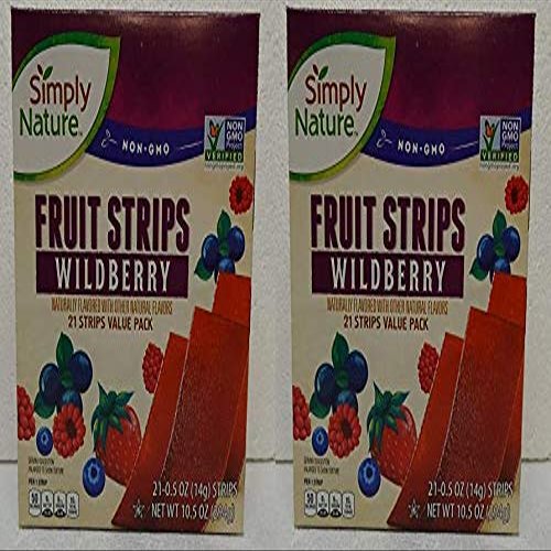 Simply Nature NON-GMO Fruit Strips Raspberry 21 Strips Value Pack Pack of 2