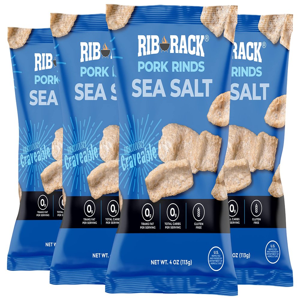 Rib Rack Pork Rinds, Sea Salt - 4 x 4 oz