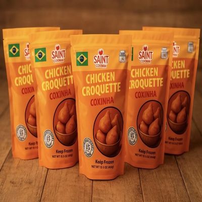 Coxinhas 5 Packages (15 units each package) Brazilian Chicken Croquettes - The Perfect Snack (No Mess) - Brazilian Coxinha